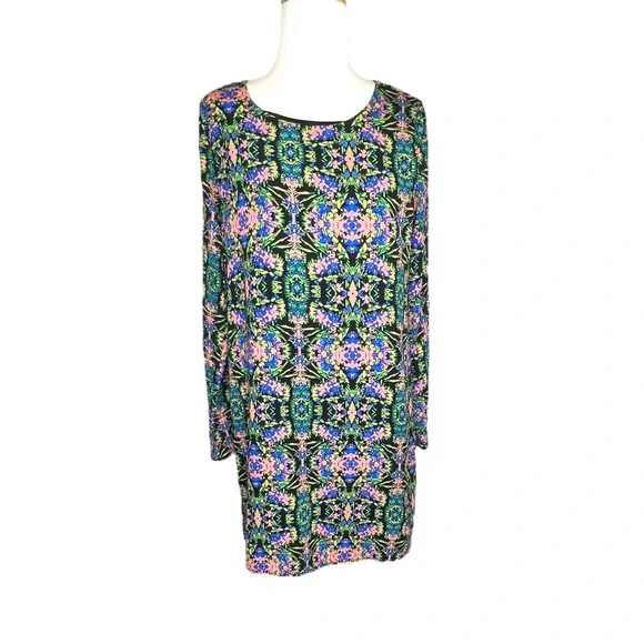 LMD Shift Long Sleeve Dress Multicolor Abstract Design Style DR2328 Womens M - Picture 10 of 10